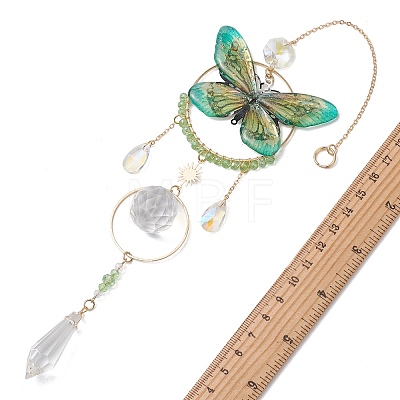 3Pcs 3 Colors Stainless Steel Resin Butterfly Suncatcher HJEW-TA00451-1