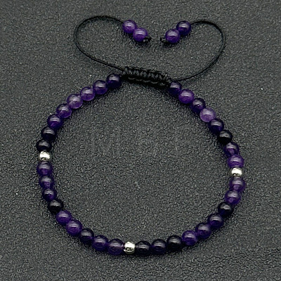 Adjustable Natural Amethyst Braided Beaded Bracelets for Women LG9619-1-1