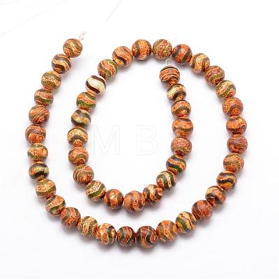 Tibetan Style Wave Pattern dZi Beads G-K166-02-8mm-L1-08-1