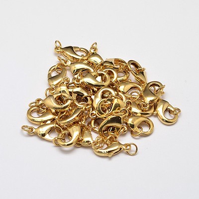Rack Plating and Vacuum Plating Brass Lobster Claw Clasps for Jewelry Necklace Bracelet Making KK-I599-12mm-G-RS-1