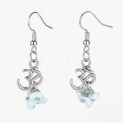 Natural Larimar Chip Earrings EJEW-JE02287-01-1