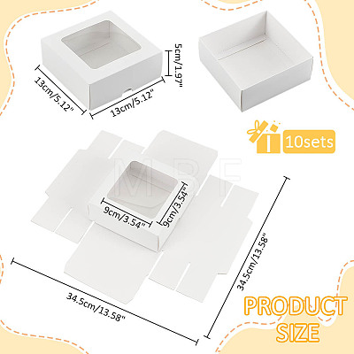 Square Paper Storage Gift Boxes with Clear Visible Window CON-WH0095-64A-1