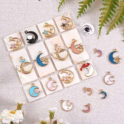 40Pcs 20 Styles Golden Alloy Enamel Pendant sgENAM-SZ0002-11-1