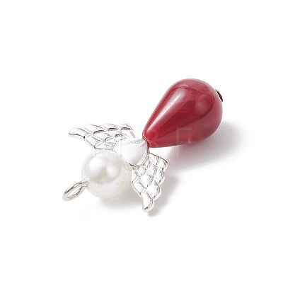 Acrylic & Alloy Wing Pendants PALLOY-JF04723-1