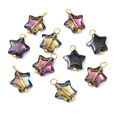 10Pcs Glass Pendants PALLOY-YW00065-09-1