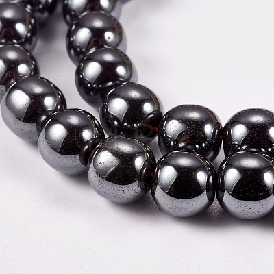 Non-Magnetic Synthetic Hematite Beads Strands X-G-H1624-8mm-1-1