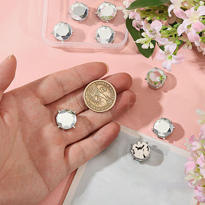 8Pcs Brass Rhinestone Cufflinks BUTT-GL0001-08B-1