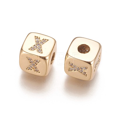 Brass Micro Pave Cubic Zirconia Beads KK-K238-16G-X-1