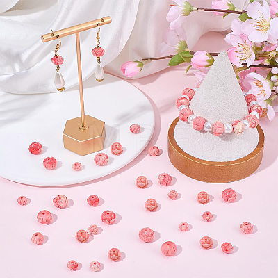 100Pcs 3 Styles Synthetic Coral Dyed Carved Beads SHEL-SC0002-10-1