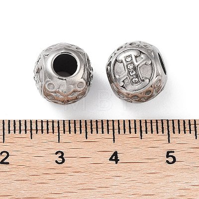 304 Stainless Steel Rhinestone European Beads STAS-A092-10X-P-1