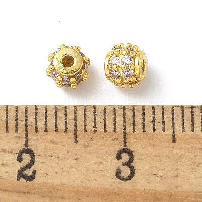 Brass Micro Pave Cubic Zirconia Beads KK-A236-08G-01-1