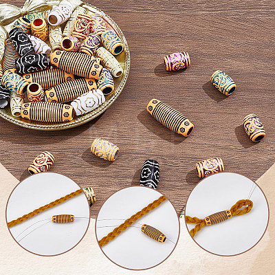 44Pcs Plastic & Resin Dreadlocks Braiding Beads OHAR-SC0001-21-1