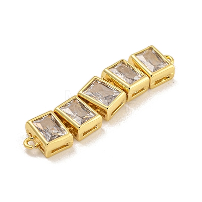 Rack Plating Brass Clear Cubic Zirconia Connector Charms KK-C074-19G-01-1