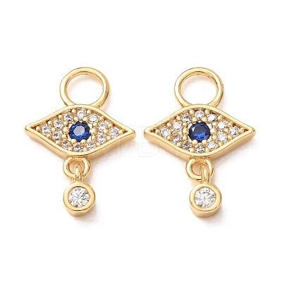 Brass Micro Pave Marine Blue Cubic Zirconia Charms CU-K002-18G-1