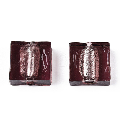 Handmade Silver Foil Lampwork Beads FOIL-S006-12x12mm-05-1