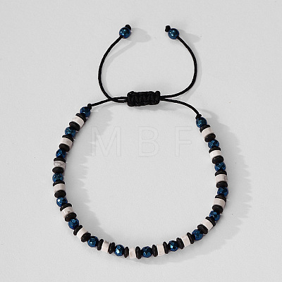 Natural Gemstone & Synthetic Non-magnetic Hematite Beads Braided Bead Bracelets YO1115-4-1