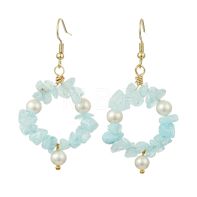 Natural White Jade Beaded Dangle Earrings EJEW-JE07215-02-1