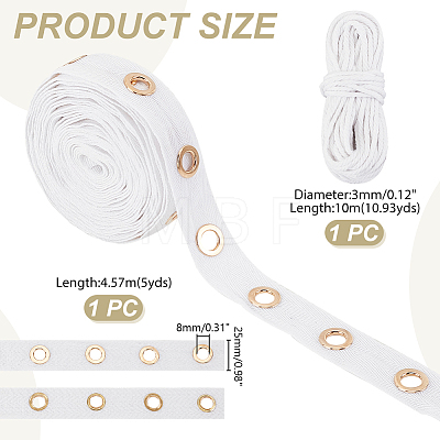 AHADERMAKER 5 Yards Cotton Ribbons with Eyelet Rings OCOR-GA0001-77A-1