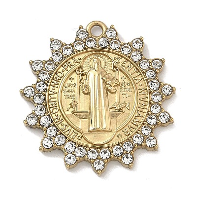 304 Stainless Steel & Rhinestone Pendants STAS-G371-09A-01G-1