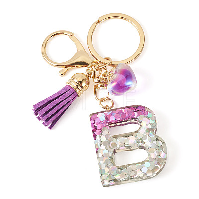 Alloy Resin Heart Keychains KEYC-TADJ0002-01G-B-1