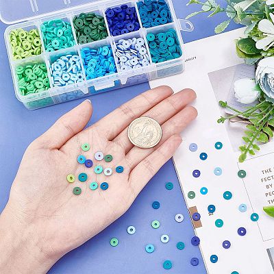 SUNNYCLUE 2700Pcs 10 Colors Flat Round Eco-Friendly Handmade Polymer Clay Beads CLAY-SC0001-33C-1