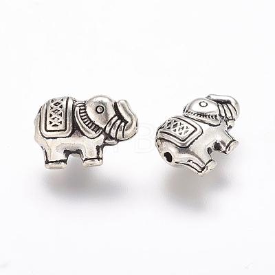 Tibetan Style Alloy Elephant Beads X-TIBEB-E070-AS-1