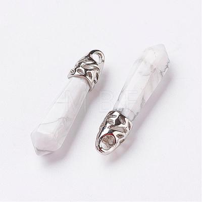 Natural Howlite Pointed Pendants G-P309-04-1
