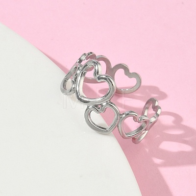 304 Stainless Steel Cuff Open Rings for Women RJEW-L341-01A-P-1