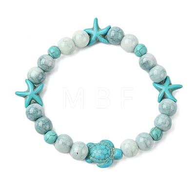 Synthetic Turquoise Beaded Stretch Bracelets for Women BJEW-TA00574-01-1