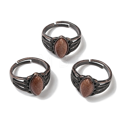 Synthetic Goldstone Horse Eye Adjustable Rings RJEW-K271-05R-10-1