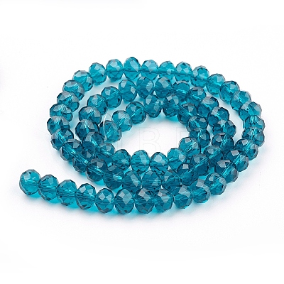 Peacock Blue Imitate Austrian Crystal Faceted Glass Rondelle Spacer Beads X-GR8MMY-69-1