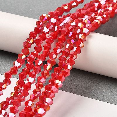 Opaque Solid Color Electroplate Glass Beads Strands EGLA-A039-P4mm-B02-1