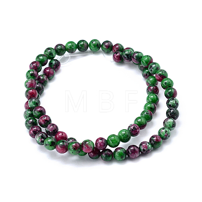 Synthetic Ruby in Zoisite Beads Strands G-F216-6mm-26-1-1
