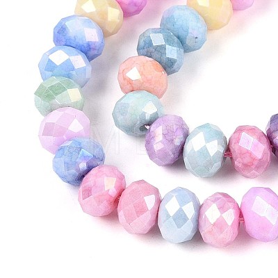 Anti-Tarnish Electroplate Rondelle Glass Beads Strands EGLA-T021-8mm-17-01-1