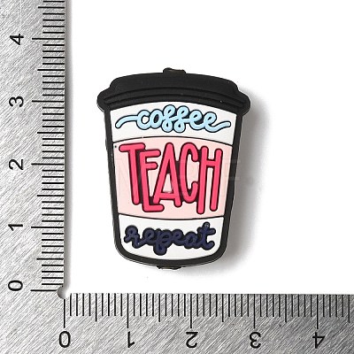 Coffee Teach Repeat Coffee Cup Shaped Teacher Silicone Focal Beads SIL-M006-06D-1