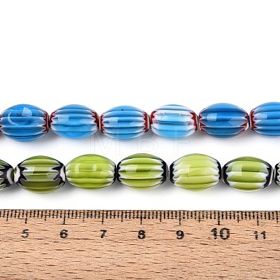 Handmade Millefiori Lampwork Chevron Beads Strands LAMP-T022-14M-1