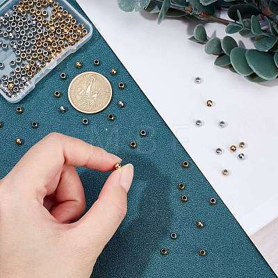 200Pcs 2 Colors PVD Vacuum Plating 304 Stainless Steel Spacer Beads STAS-SC0003-21-1