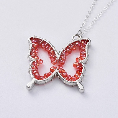 Glass Pendant Necklaces NJEW-JN02665-1