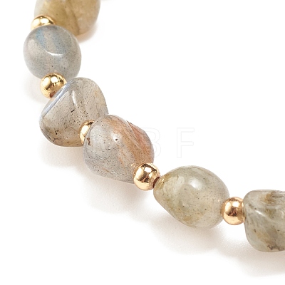 Natural Labradorite Round Beaded Stretch Bracelet BJEW-JB08197-06-1