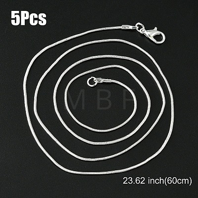 Brass Round Snake Chain Necklace with Lobster Claw Clasps MAK-YW0001-14E-1
