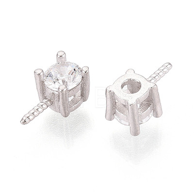 925 Sterling Silver & Clear Cubic Zirconia Peg Bails STER-T008-72S-1