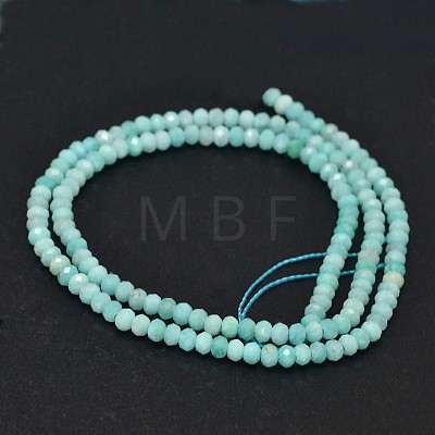 Faceted Rondelle Natural Amazonite Bead Strands G-F289-06-1