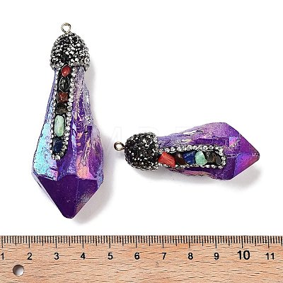 Electroplated Raw Rough Natural Quartz Crystal Big Pendants G-B077-04A-08-1