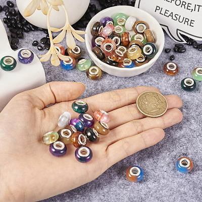 66Pcs 11 Colors Rondelle Resin European Beads RPDL-TA0001-01-1