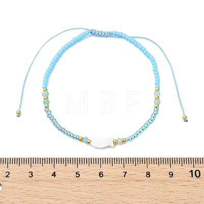 Natural Gemstone & Glass Seed Beads Braided Bead Bracelets BJEW-JB13887-1