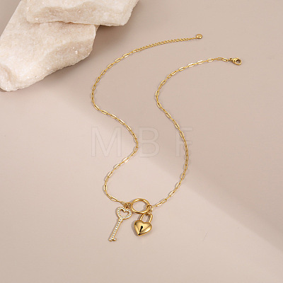 Valentine's Day 304 Stainless Steel Crystal Rhinestone Pendant Necklaces WGE27DF-01-1