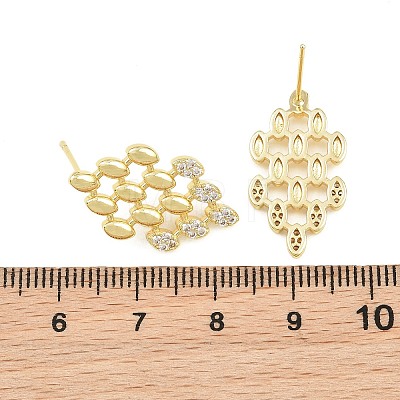 Brass Micro Pave Cubic Zirconia Stud Earrings PR-CBACDF6-03G-1