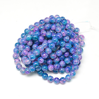 Baking Painted Glass Beads Strands DGLA-Q023-6mm-DB72-01-1