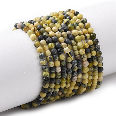 Natural Yellow Turquoise(Jasper) Beads Strands G-Z116-A19-3mm-1