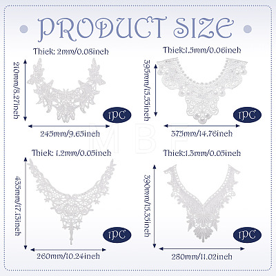 4Pcs 4 Styles Polyester Computerized Embroidery Collar DIY-TA0015-71-1